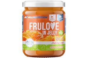 ALLNUTRITION Frulove In Jelly Morele i Pomarańcze w Żelu Bez Cukru - Niskokaloryczna Frużelina Jagodowa z 80% Owoców - Zdrowy Zamiennik Dżemu - Produkt Wegański - 500g