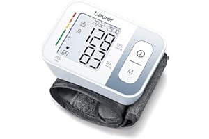 Beurer BC 28 Tensiomètre au poignet, tensiomètre avec classification en couleur des résultats de mesure, 2 x 60 mémoires, grand écran, pour tours de poignet de 14-19,5 cm, dispositif médical
