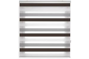 Blindecor Lira estor enrollable noche y día, tricolor marrón, gris, blanco, 120 x 180 cm (ancho x alto). Tamaño de la Tela 117 x 175 cm. Estores noche y dia elegantes