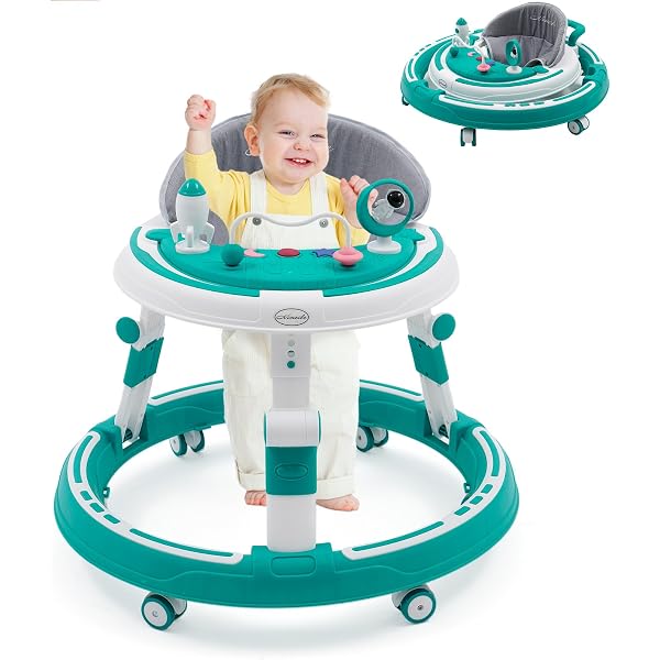 Girello 2 In 1 Per Bambini 6-18 Mesi - Altezza Regolabile, Con Musica E Luci, Pieghevole, Fino A 15 Kg