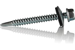 DOJA BARCELONA DOJA Industrial | Tornillos Autotaladrantes M6 | PACK 75 | 6,3 x 50 mm | Tornillos roscachapa hexagonal con arandela para chapa aluminio o cubiertas | Tornillos autoperforantes autorroscantes broca