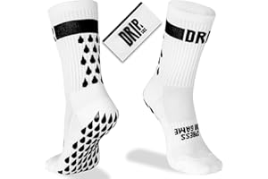 DRIPsox® Football Grip Socks Kids, Junior, Women & Men - 1 Pair White Grip Socks Football - Anti Slip DripGrip Design - 5 Sizes (XS:13C-2 | S:3-5 | M:6-8 | L:9-11 | XL:12-14)