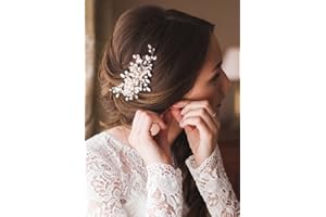 Kercisbeauty Handmade Wedding Crystal Hair Combs with Pearls for Brides Rustic Wedding Hair Accessories for Women Bridal Headpiece(Silver)