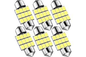 Xnourney DE3175 Led Car Bulb, 31mm 1.22in 3175 Festoon Led Car Lights Bulb, Super bright white DE3021 DE3022 Led Car Bulb Fit for Interior Map Door Dome lights, 12V Pack of 6pcs