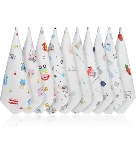 Niimo Set Di 10 Mussole Per Neonato 80x80 Cm | 100% Cotone Morbido E Traspirante | Multiuso Lavabili Per Bimbo E Mamma