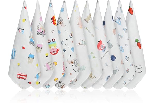 Aolso Débarbouillettes pour bébé, 10pcs Débarbouillettes Bébé en Mousseline, 30 x 30 cm Chiffons Doux en Mousseline pour bébé,Absorbant et Respirant, Bavoir bébé