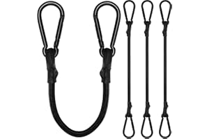 RUGTOL Elastici con moschettone, estensore con moschettone, 30 cm, set da 4 pezzi, 100% lattice di gomma per tende da sole, teloni, giardino, bicicletta, auto, carico