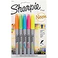 Sharpie Fine Neon Permanent Marker - Assorted Colours (Pack of 5)