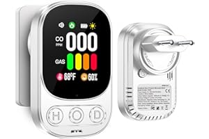 Gedsffati Gas- und CO-Melder mit Stecker für Haus, Gasmelder Gasalarm, Kohlenmonoxidmelder CO-Warner Warnmelder Zuhause, Brenngasmelder für Erdgas LPG Methan Propan Butan, Weiß, HD08-G-B