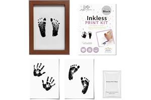 3-delars set med fotoram, Baby "Clean Touch" handavtryck och fotavtryck kit, Inkluderar bläckdyna och två tryckkort, 2 uppsät