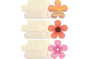 Cinvo Recortes de Flores de Madera de 7 cm, 30 Unidades - Rodajas Sin Terminar, Adornos en Blanco Para Pintar Proyectos de Bricolaje