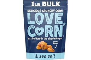 LOVE CORN Sea Salt Crunchy Corn Snack | 450g Bag | Kosher, Vegan, Gluten-Free | Low Sugar, Low Calorie, 3 Ingredients | Alternative for Crisps, Mixed Nuts & Popcorn | Perfect Healthy Graze | UK Made
