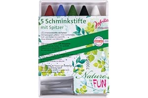 ‎RUBIE'S Rubie's Jofrika 777218 Nature for Fun 5 Schminkstifte + 1 Spitzer Nature for Fun, Mehrfarbig, 6-teilig (1 Set)