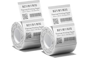 NIIMBOT 2 Rolls Label Maker Tape Thermal Paper 40×30mm Printer Sticker Labeling Tape with Self-Adhesive for B21/B1/B3S Label Maker (Clear)