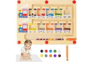 Ainiv Magnetyczna Gra Labirynt, Kolory Nauka Sortowania Gra, Zabawki Montessori od 3 lat Zabawki Drewniane Zabawki Motoryczne Zabawki Edukacyjne od 3 4 5 6 7 lat Dzieci Chłopcy Dziewczynki