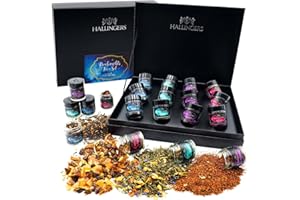 ‎HALLINGERS GENUSS MANUFAKTUR Hallingers Genuss Manufaktur Rauhnachts Tee Geschenkset Weihnachten - 12 Sorten Premium loser Tee im Glas in edler Geschenkbox, vegan & glutenfrei, Tee Set "Rauhnachts-Tee", spirituelle Geschenkidee