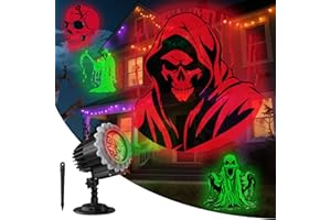 OUSFOT Projecteur Halloween Exterieur, 9W Halloween Projector Glissière Simple Intégrée, 3 Méthodes d'Installation, Petit Decoration aux Intérieur Fêtes d'Halloween Cadeau, Jardins, Pelouses