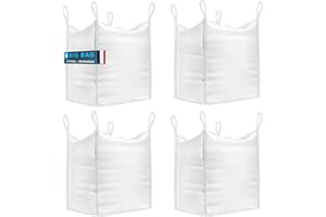BIBODU Big Bag (4 UNITÉS) de 1000kg | Sac a Gravats 90x90x90 cm | Big Bag Jardin Résistant et Réutilisable | Big Bag Gravat parfait pour Chantiers, Jardin, Sable, Déchets et le Bois