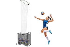 NANDAE Filet d'Entraînement de Passeur Volley-Ball avec Roues – Système Réglable en Hauteur (1,75m-2,85m) et Angle pour Exercises de Service et d'Attaque – Intérieur et Extérieur