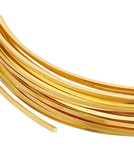 PATIKIL Fil De Laiton Plat De 30Gauge/0,25mm Et De 19,69 Pieds, Fil De Laiton Pliable Pour La Fabrication De Bijoux, Le Bricolage De Boucles D'Oreilles, Laiton, Largeur De 1mm