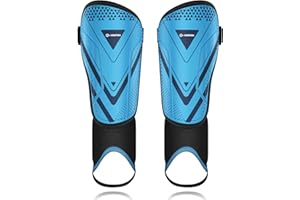 AirsFish Protège-Tibias pour Garçons Certifiés CE avec Protection de la Cheville, Protège-Tibias Haute Résistance, Sangles Réglables Étendues Antidérapantes Respirantes, pour Garçons et Filles