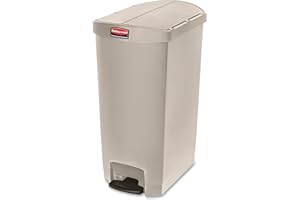 Rubbermaid Commercial Products 1883551 Slim Jim Step On collecteur à pédale en résine version etroite 68L - Beige
