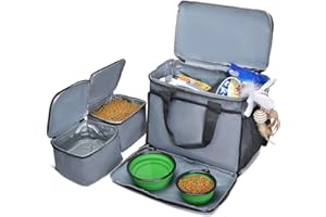 Wakytu Hunde-Reisetasche, Fluggesellschaften zugelassene Tragetasche für Hunde Katzen Haustier Reisezubehör Organizer, Futterbehälter Tasche und Faltbarer Napf, perfektes Wochenend-Haustier-Reiseset