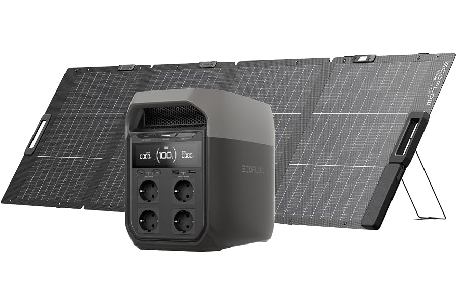EcoFlow DELTA 3 tragbare Powerstation mit 220W Solarpanel (Generalüberholt) | 1 024 Wh Solargenerator für Camping, Wohnm