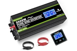 NOVOPAL Convertisseur Pur Sinus 3000W- Onduleur Convertisseur 24V 220V 230V avec télécommande et Dual AC Prises et écran LCD,pour Voiture, Caravane, Bateau, Camping, Voyage