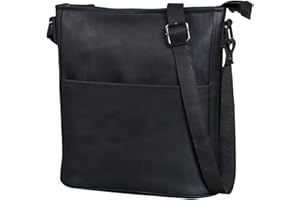 LEABAGS Leder Handtasche Damen I Premium Echtleder Umhängetasche I Schultertasche I Damentasche I Tragetasche für Arbeit Uni Schule Freizeit