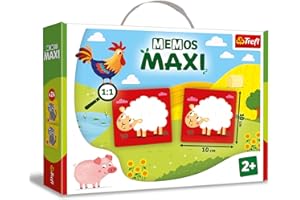 Trefl - Memos Maxi Animales en la Granja - Juego de Memoria Educativo para los más Pequeños, Encontrar Pares de Imágenes, Elementos Grandes y Cartón Grueso, para Niños a Partir de 2 años
