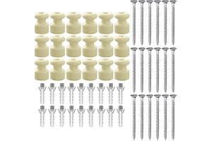 OASHISU 18 piezas Aisladores de porcelana para instalación con cable trenzado textil, aisladores para cables trenzados, aislante de porcelana, beige brillante, Ø18 mm, aisladores de cerámica vintage