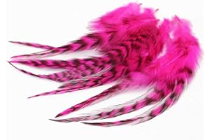 Tigofly 30 Stück/Charge UV Hot Pink Schwarz Barred Grizzly Hahn Hackles Streamer Fliegenbinden Hackle Federn Materialien