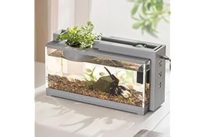 Huasean Aquarium Starter Kit, Desktop Small Retro Quiet Fish Tank For Betta Fish, Shrimp, Goldfish