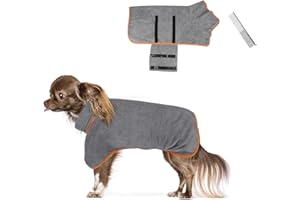 MEINRAUM Hundebademantel Mikrofaser, Extra Saugfähig Bademantel Hund, Schnell Trocknender Hunde Badetuch mit Verstellbaren Trägern, Hundehandtuch Weich für Große Mittel Kleine Hunde Und Katzen (S)