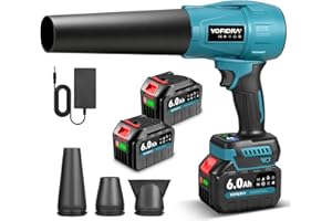 Yofidra Upgrade Turbo Gebläse Akku, Bürstenloses Laubbläser Akku, 300m/s Jet Fan mit 2 * 6.0Ah Akkus, 3 Gang, 4 Düsen, 33,000RPM Turbo Fan für Laubblasen Auto Laub, Schnee, Staub
