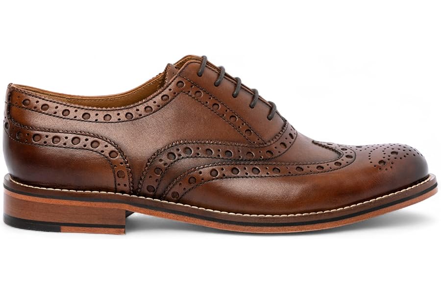 Chapman & Moore Men's Leather Wing Toe Oxford Formal Shoes