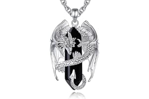 INFUSEU Collana Di Cristallo Del Drago, Drago Nordico Avvolto Cilindro Ciondolo Cristallo Pietra Preziosa Esagonale Ciondolo Cristallo Guarigione Gotico Cristallo Gioielli Regalo per Gli Uomini Donne