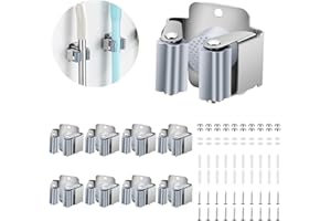 PAMIYO Besenhalterung Wand 8 Stück Gerätehalter Hakenleiste zur Aufhängung der Gartengeräte und Besen Besenhalter Gartengerätehalter Wandhalterung Montagematerial Silber für Küche Zuhause Badezimmer