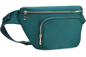 SPORTSNEW Sac Banane Femme Mode Bandoulière Allongée Sac à La Taille de Sport Étanche Trois Poches Zippées pour La Randonnée, La Marche, La Promenade du Chien, Les Fêtes, Bleu Vert