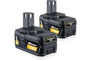 SHGEEN P108 Batería de Recambio 5,0Ah 18Volt para Ryobi One+ RB18L50 RB18L40 RB18L25 RB18L15 RB18L13 P107 P122 P104 P105 P102 P103 (2Pack, Li-Ion)