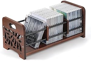 QILICZ CD Ständer Holz CD und DVD halter,CD Box zur Aufbewahrung, Organizer mit Griffen, Skelett Blume Design auch für Zeitschriften Bücher