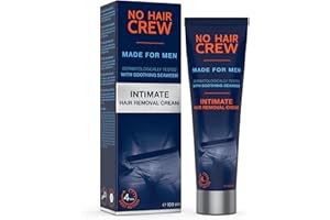NO HAIR CREW Crema Depilatoria Intima Uomo 100 ml – Per Inguine, Scroto e Glutei – Rimozione Delicata dei Peli Senza Tagli né Irritazioni – Pelle Liscia e Protetta