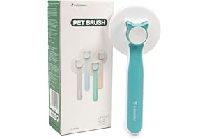 GLÜCKPET Cepillo para Gatos con Forma de Orejas, Verde, Quitapelos, Autolimpiable