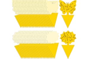 Santme 50 Pezzi Trappole Acchiappa Mosche, Trappola per Moscerini Mosca Dell'olivo Trappole Appiccicose Gialle per Olivo, Afidi, MosceriniFungini, Leafminers e Mosche Bianche Facile da Usare