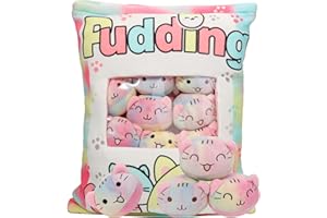 HXPLN Coussin en peluche pour chat, jouet en peluche, coussin à collation amovible, avec peluche, cadeau mignon pour les enfants (8 chatons colorés)