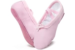 MONBESSI Zapatillas de Danza Niña Cuero Zapatillas de Ballet Suela de Cuero Entera para Niña y Mujer (23-40 EU)