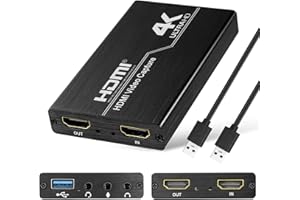 KOQEIEY Tarjetas de Captura de Juegos, 4K HDMI Loop-out Tarjetas de Captura de Vídeo, 1080P HDMI HD Videoconsola y Tarjetas de Captura en Vivo para Windows Linux Mac OS X