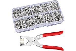 HDKAJL Conjunto de 100 Botones de Presión, Corchetes de Presión, Botones Snap de Huecos y Sólidos con Herramienta de Alicates, Herramientas de Cierre a Presión, Kam Snaps Kit para Zapatos de Ropa para Niños