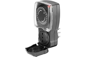 VELAMP Prise électrique italienne temporisée avec minuterie quotidienne, pour extérieur IP44